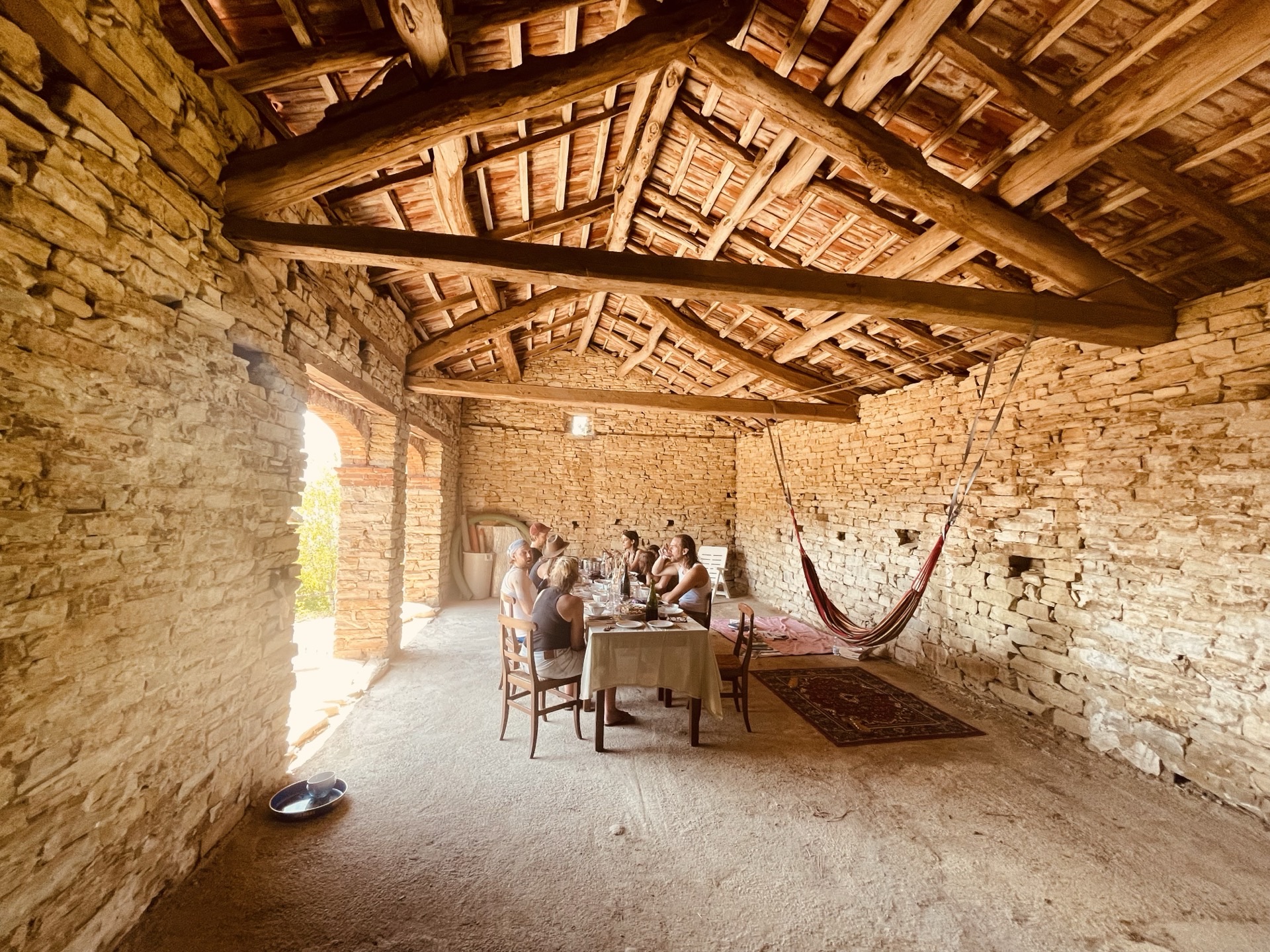 Dining in the stone barn